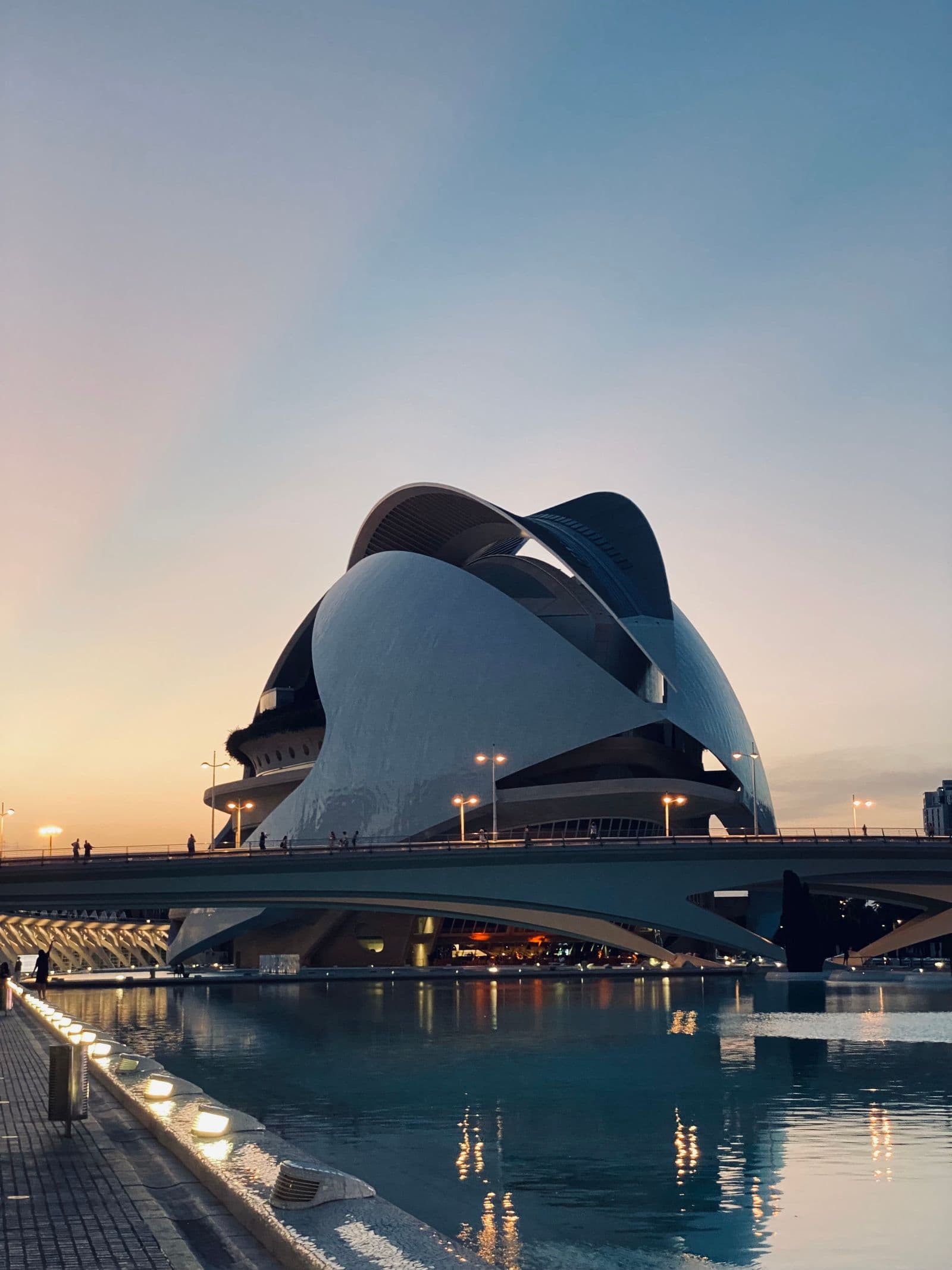 Modern Valencia architecture at dusk